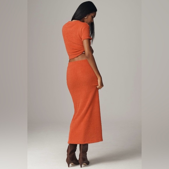 NEW! MAEVE by ANTHROPOLOGIE Knit Column Maxi Skirt in Burnt Orange - Picture 3 of 4